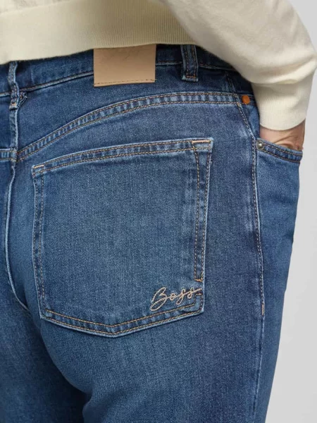 Jeansy krój regular fit bootcut z mieszanka bawełny model C_ANGELA MR' Boss Orange granatowe