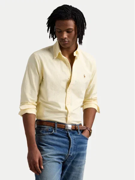 Polo Ralph Lauren Košile Žlutá Custom Fit bílá