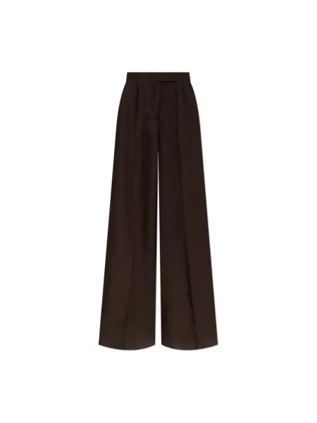 Lniane spodnie Max Mara brązowe