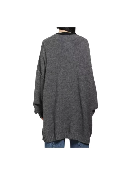 Sweter Mm6 Maison Margiela z dekoltem w serek szary