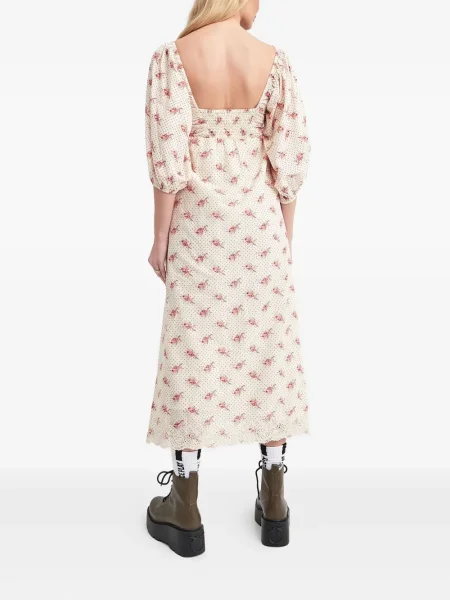 Rochie midi Notes Du Nord cu model floral cu imagine până la genunchi
