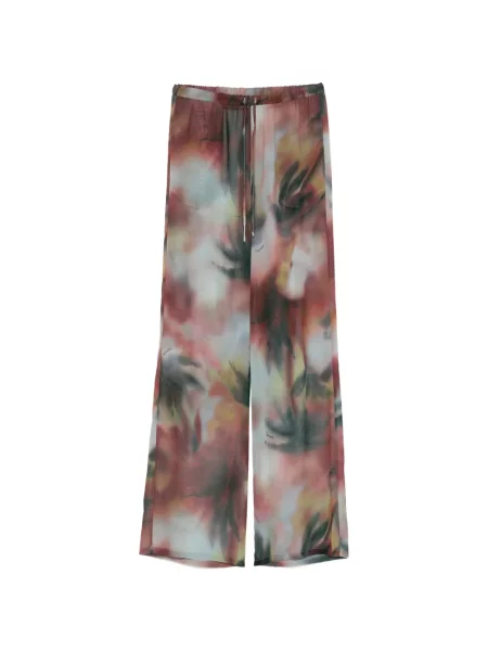 Pantaloni cu imprimeu floral Patrizia Pepe cu model floral cu imagine cu cordon roșu