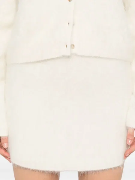 Fusta mini Soft Goat de lână alb