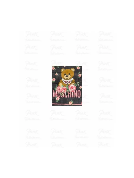 Szal Moschino wełniana z logo czarna