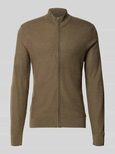 Kardigan rozpinany z wełny ze stójką Joop! Collection oliwkowy