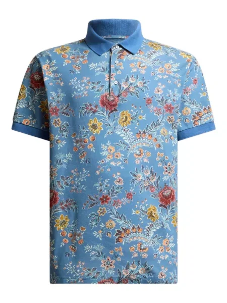 Polo Etro cu model floral cu imagine albastru