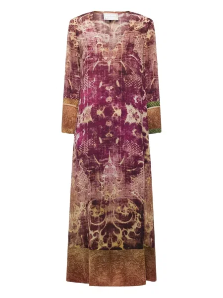 Sukienka maxi Pierre Louis Mascia z nadrukiem w abstrakcyjne wzory różowa
