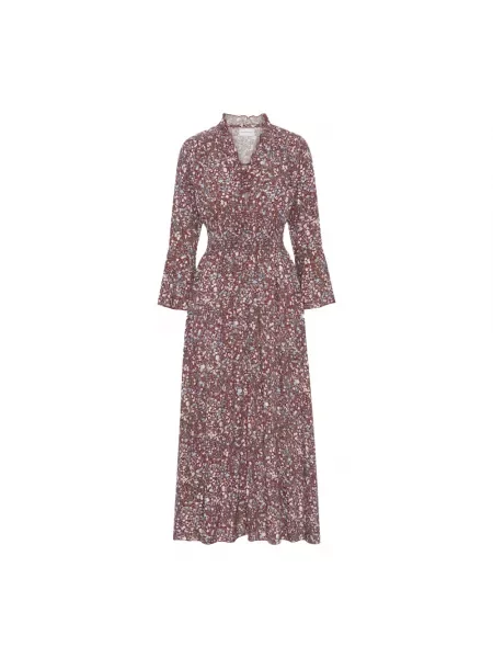 Długa wielobarwność sukienka maxi American Dreams w kwiatki brązowa