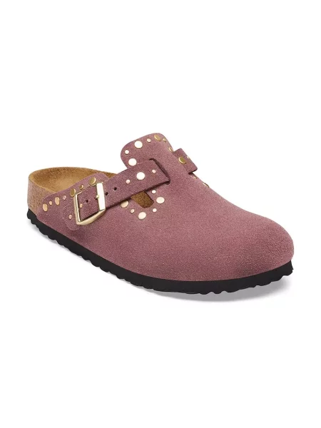 Birkenstock šľapky mules detské semišové Boston Rivets Suede Leather ružová