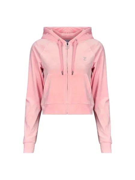 Velurová klasická mikina s kapucí Juicy Couture růžová