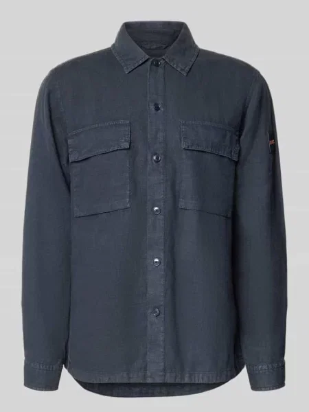 Koszula casualowa o kroju relaxed fit z czystego lnu model LOCKY' Boss Orange granatowa