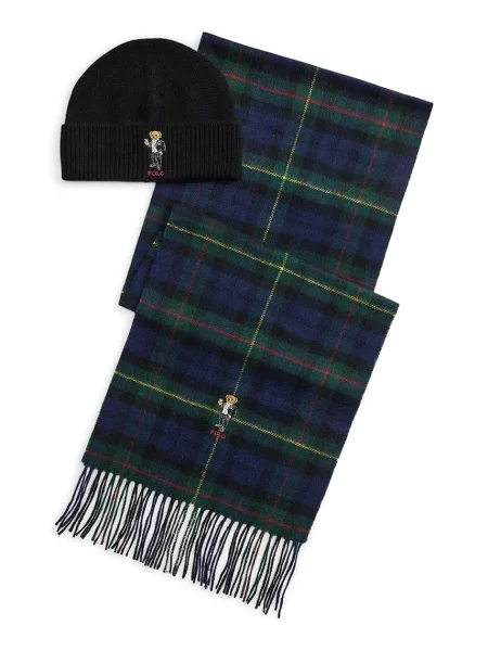 Polo Ralph Lauren Set Fular și Căciulă Colorat verde