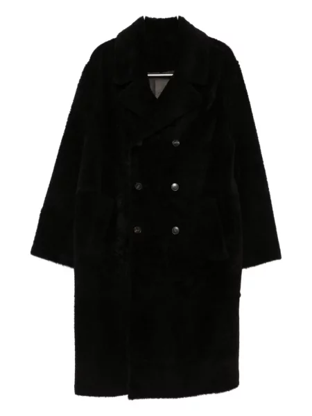 Palton Yves Salomon din piele negru