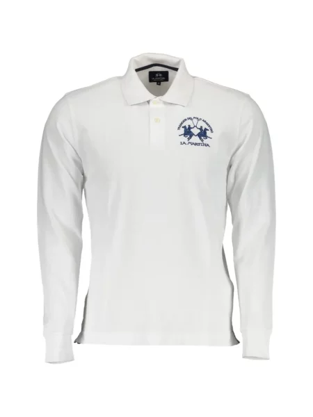 Lung tricou polo La Martina cu broderie alb