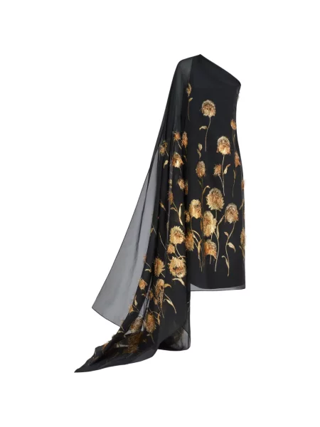 Rochie Taller Marmo cu model floral cu un umăr gol negru
