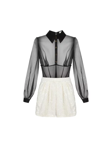 Kombinezon krótki Elisabetta Franchi tweedowy czarny