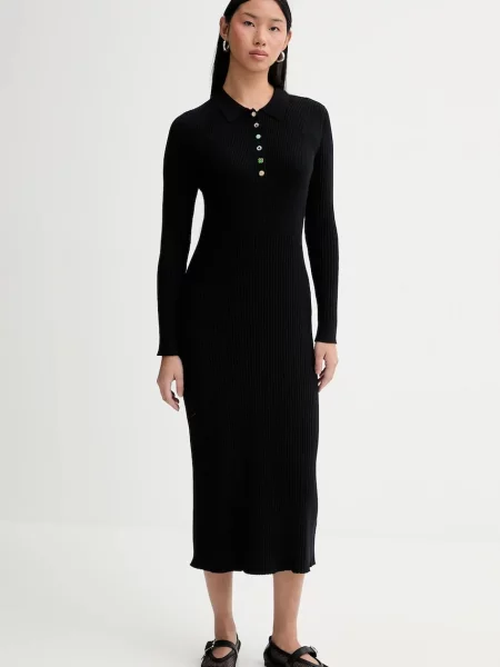 PS Paul Smith rochie cu lână midi mulata negru