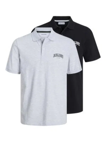 JACK & JONES Tricou Josh gri amestecat / negru