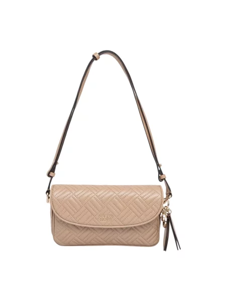 Guess torebka bagietka z imitacji skóry SALLY beżowa
