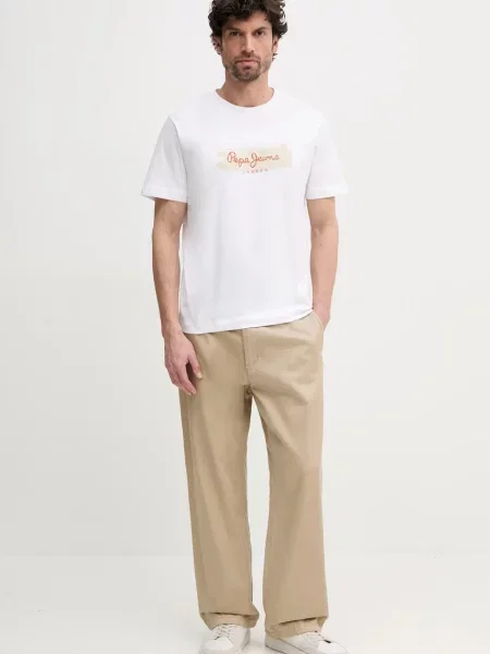 Футболка Pepe Jeans PICTHON з принтом білий