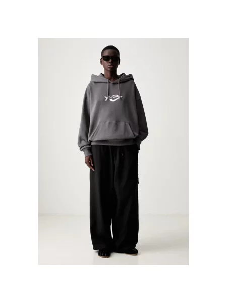 Bluza z kapturem Y-3 z kapturem frotte z logo szara