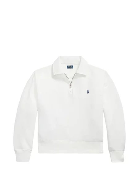 Fleece polo Polo Ralph Lauren με κέντημα με λαιμόκοψη v κόκκινο