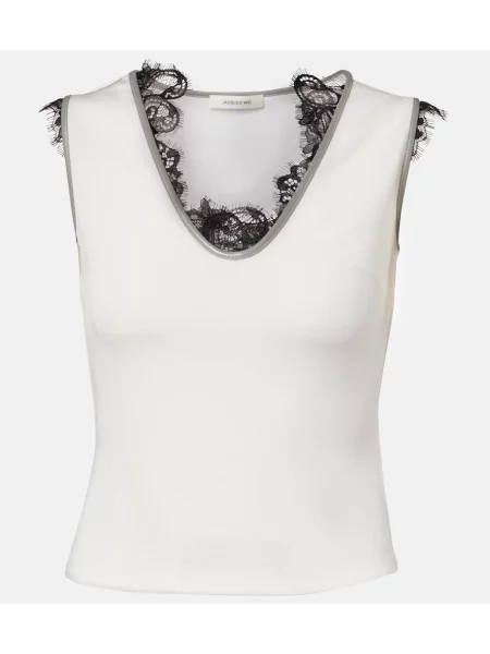 Top Jacques Wei z dżerseju biały