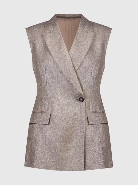 Жилет з льону з люрексом Brunello Cucinelli бежевий