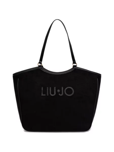 Τσάντα shopper Liu Jo με απλικέ μαύρο