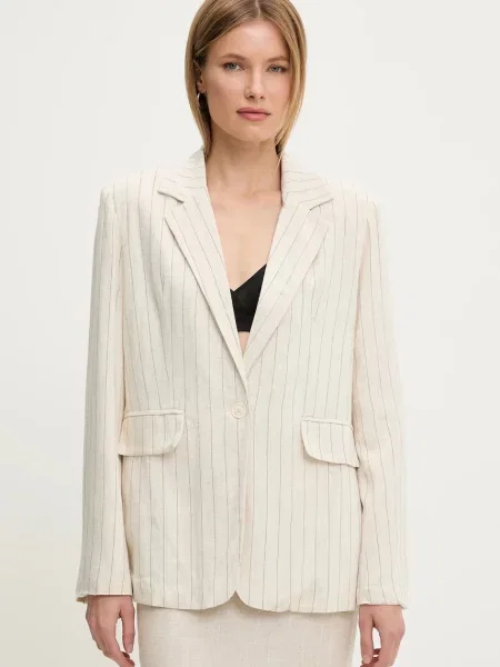 Ленено сако Answear Lab с едно копче с десен бежово