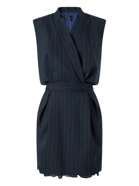 Sukienka mini Pinko w paski kopertowa garniturowa niebieska