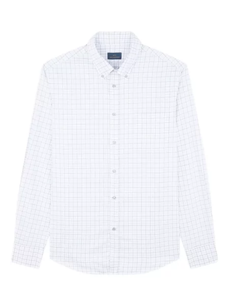 Kostkovaná keprová košile Paul & Shark bílá
