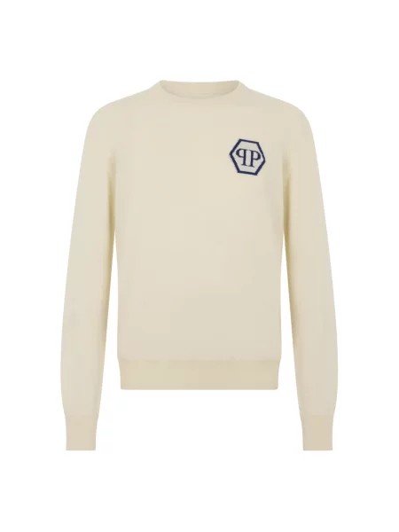Sweter Philipp Plein z kaszmiru beżowy