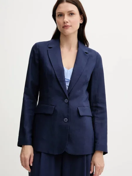 United Colors of Benetton blazer din amestec de in bleumarin un singur rand de uni