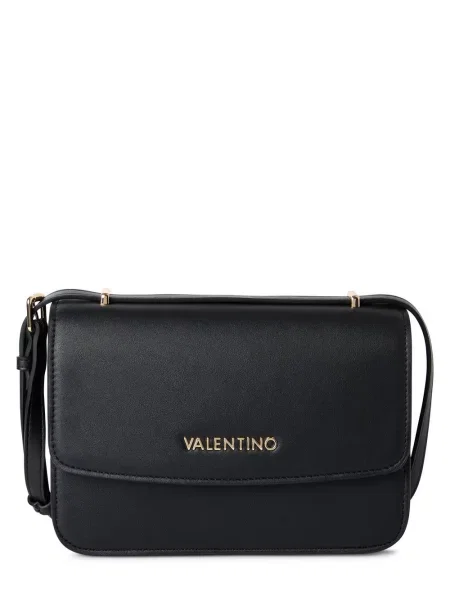 Lniana torebka Valentino By Mario Valentino z klapami czarna