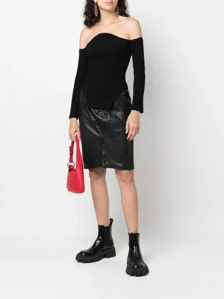 Kožená sukně Alaïa Pre-owned černé
