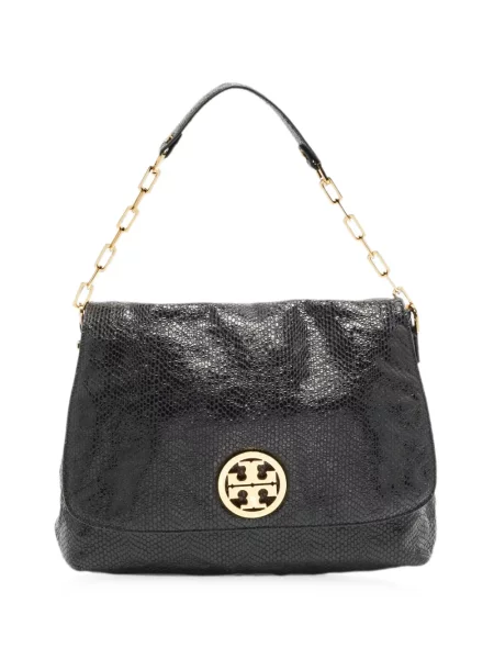 Geantă Tory Burch din piele cu model piele de șarpe negru
