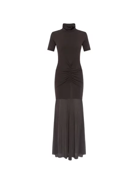 Rochie maxi Gestuz cu volane maro