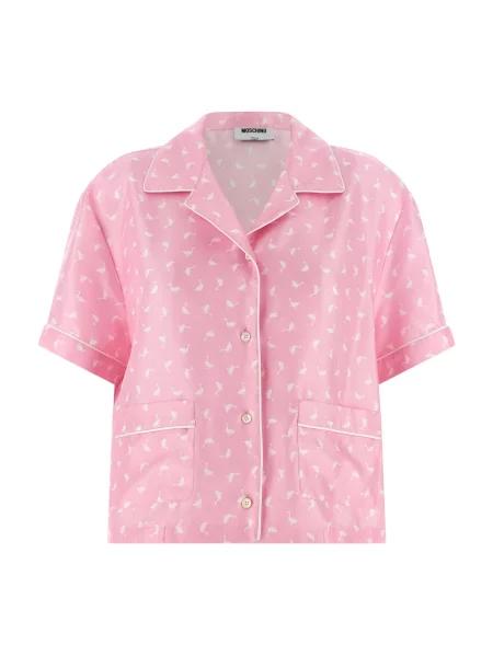 Piżama koszula Moschino o krotszym kroju różowa