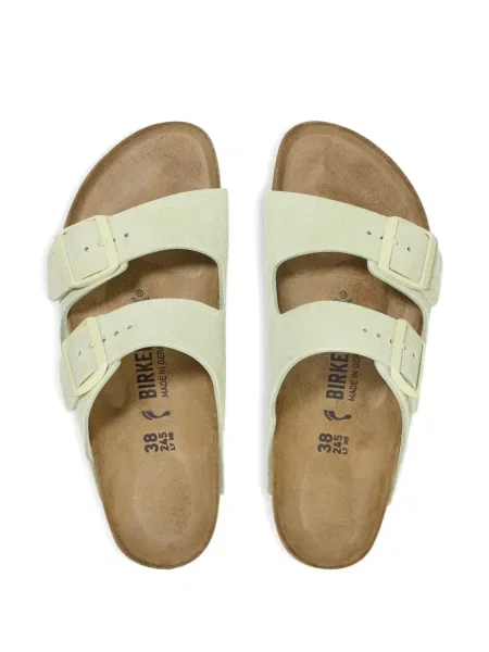 Zomšinės sandalai Birkenstock su sagtimis žalia