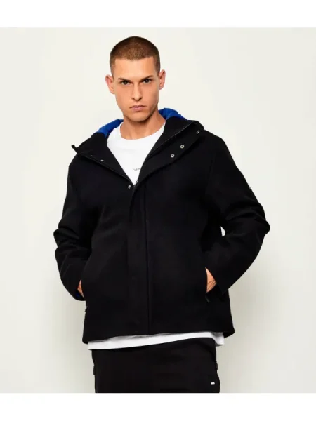 Palton cu adaos de lână negru