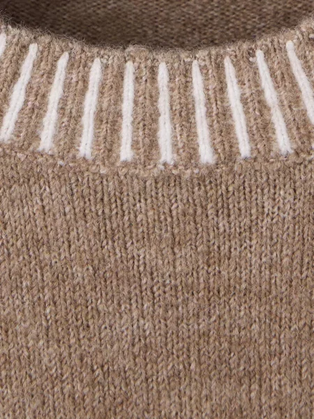 Sweter z kontrastowym detalem jasny/pastelowy brąz Teen L MANGO TEEN