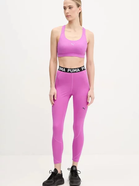 Legginsy długie Puma Strong ciemnoróżowe S czarne