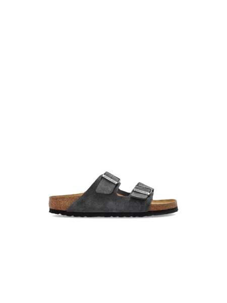 Klapki Birkenstock zamszowe szare