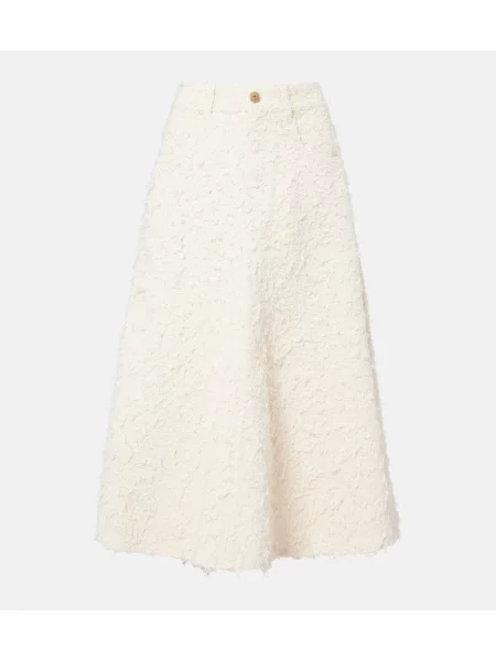 Fustă din denim Brunello Cucinelli până la genunchi alb
