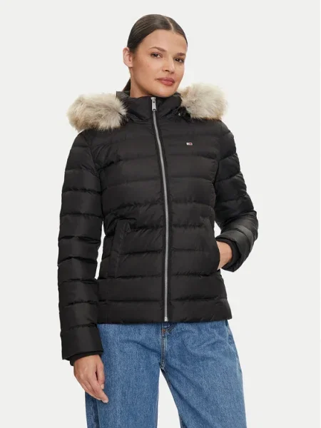 Пухено яке Tommy Jeans зимен модел черно
