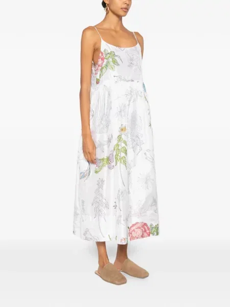 Rochie midi Injiri cu model floral cu imagine alb