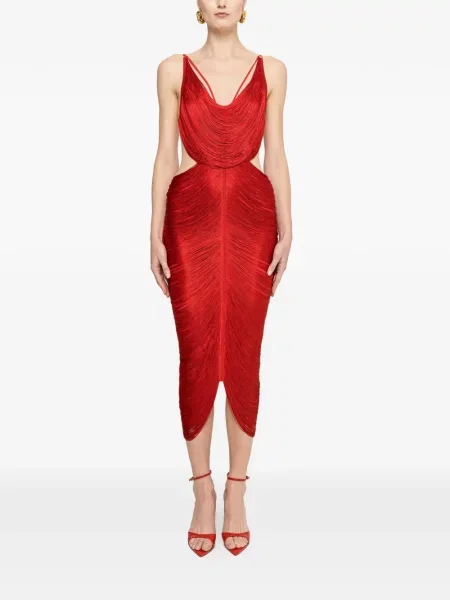 Rochie midi Nissa cu franjuri roșu