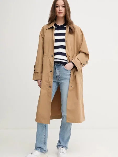 United Colors of Benetton trencz przejściowy oversize beżowy