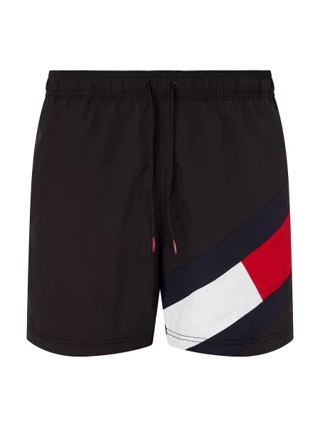 Tommy Hilfiger Plavecké šortky Sf Medium Drawstring Černá bílé